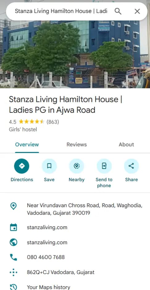 Stanza Living Google Business Profile listing