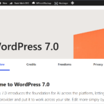 Wordpress 7.0 Dashboard